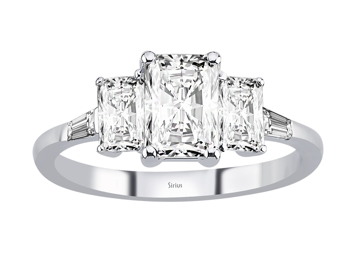 Baguette Diamond and Octagon White Topaz Queen's Splendor Ring