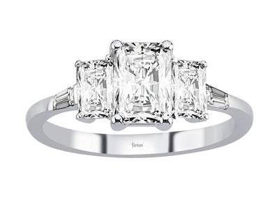 Baguette Diamond and Octagon White Topaz Queen's Splendor Ring