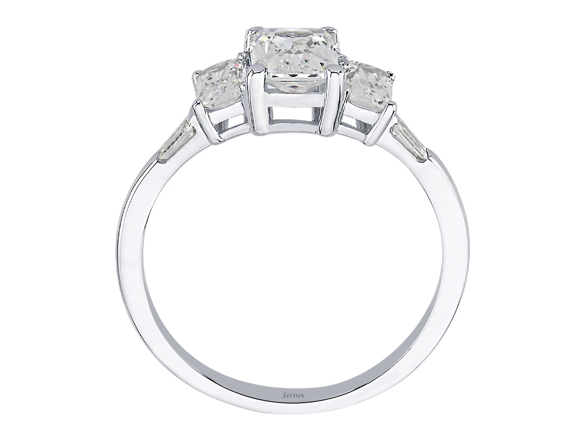 Baguette Diamond and Octagon White Topaz Queen's Splendor Ring