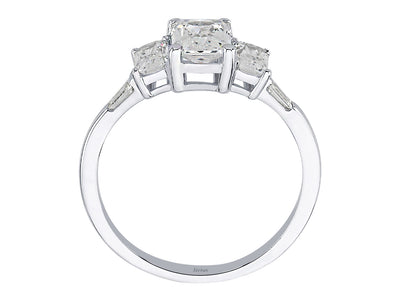 Baguette Diamond and Octagon White Topaz Queen's Splendor Ring