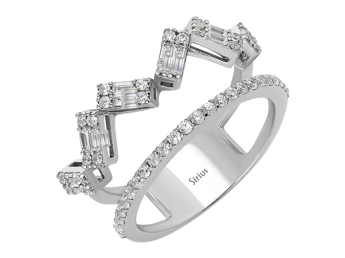 0,50 Carat Baguette halbrund Allianz - handgefertigter Diamantschmuck aus Feingold | Sirius Diamant