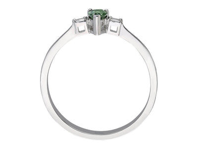 Baguette Diamond and Green Sapphire Ring
