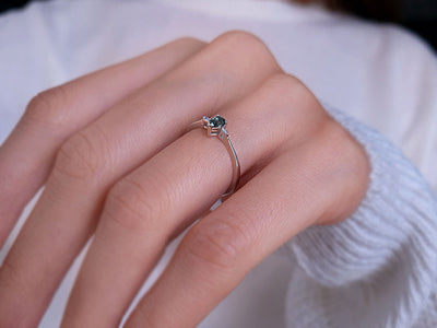 Baguette Diamond and Green Sapphire Ring