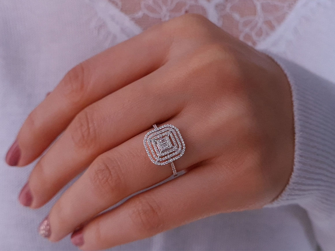 0,39 Karat Diamant Baguette Ring