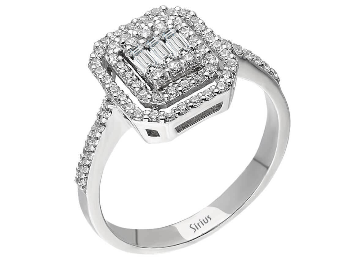 F Farbe 0,63 Carat Diamant Baguette Ring - handgefertigter Diamantschmuck aus Feingold | Sirius Diamant