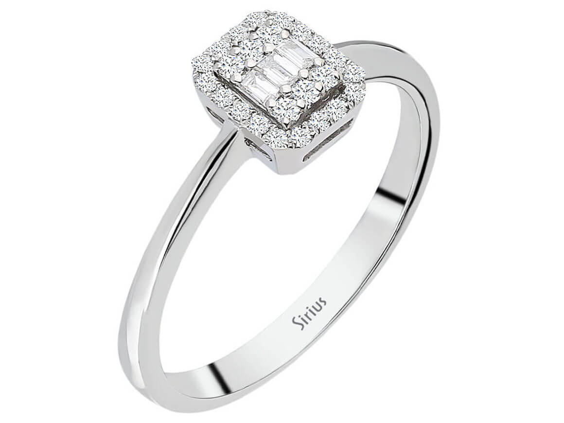 E Farbe 0,14 Carat Baguette Diamant Ring - handgefertigter Diamantschmuck aus Feingold | Sirius Diamant