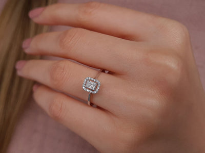 F Color 0.16 Carat Baguette Diamond Ring