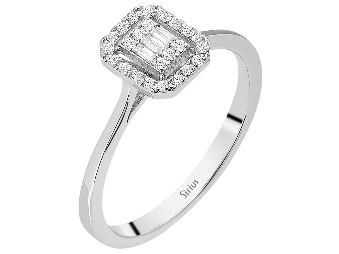 F Farbe 0,16 Carat Baguette Diamant Ring – handgefertigter Diamantschmuck aus Feingold | Sirius Diamant