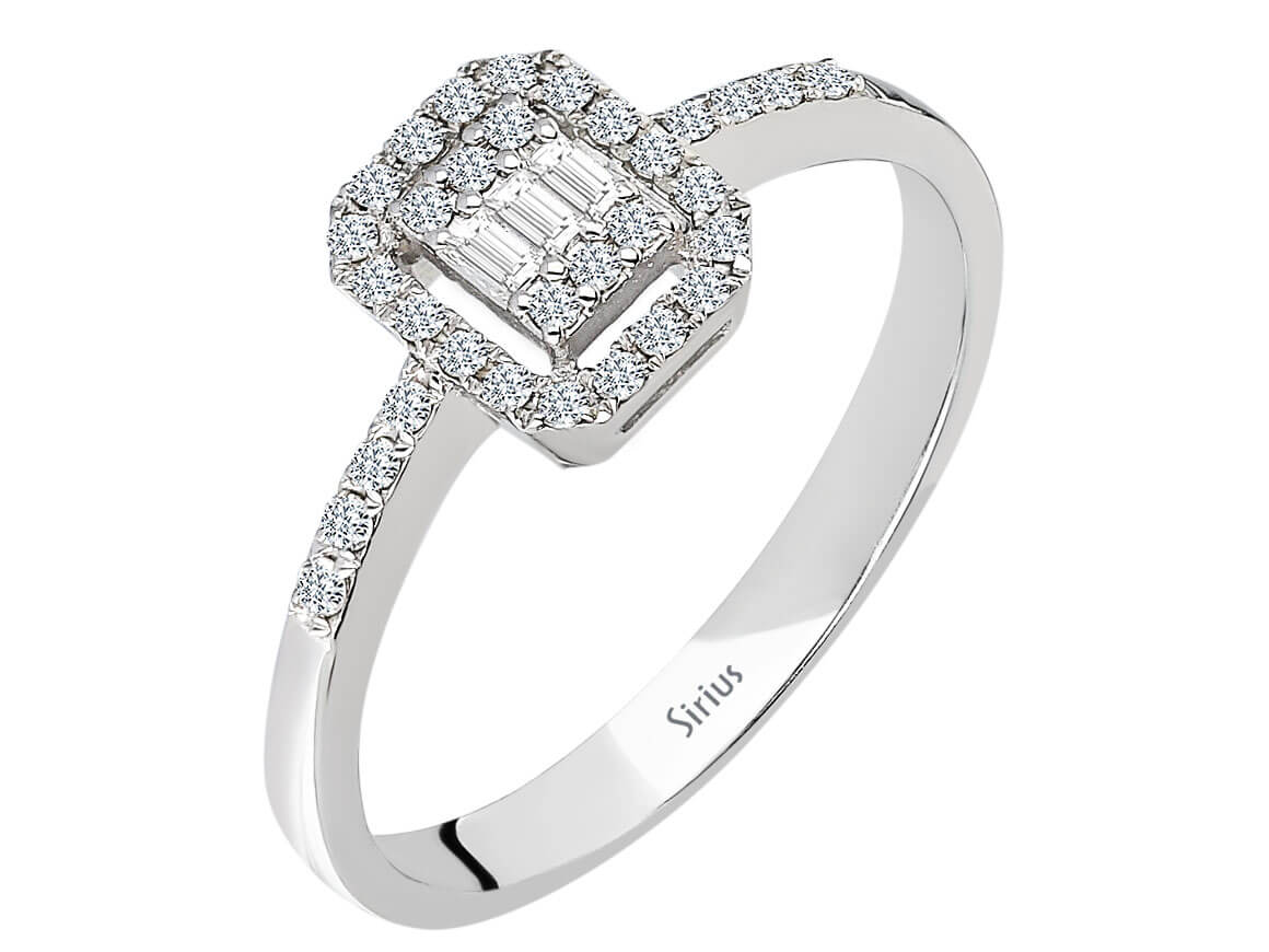 F Farbe 0,20 Carat Baguette Diamant Ring - handgefertigter Diamantschmuck aus Feingold | Sirius Diamant