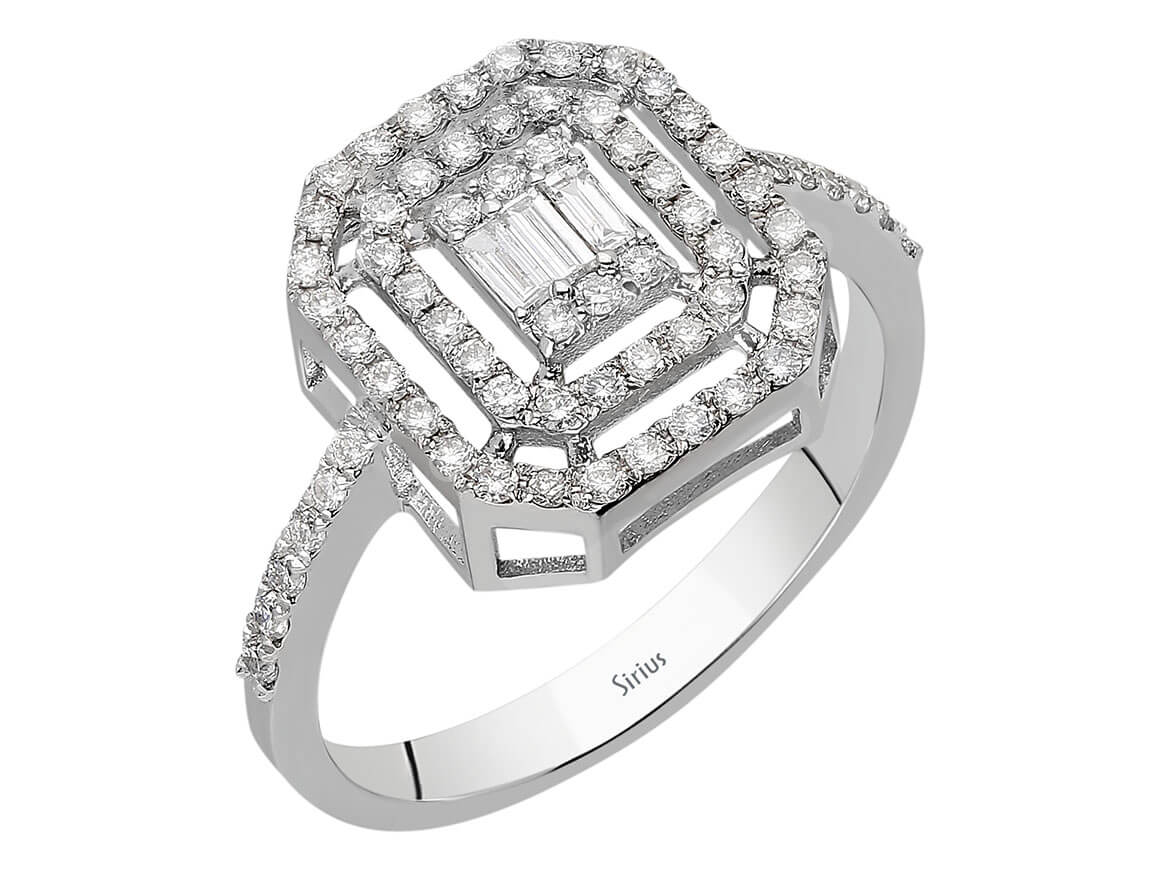 F Farbe 0,43 Carat Baguette Diamant Ring - handgefertigter Diamantschmuck aus Feingold | Sirius Diamant