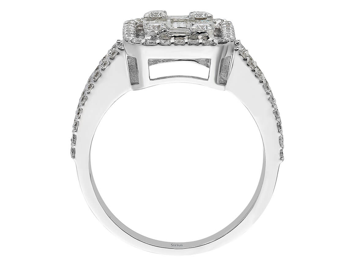 F Farbe 0,88 Carat Baguette Diamant Ring - handgefertigter Diamantschmuck aus Feingold | Sirius Diamant