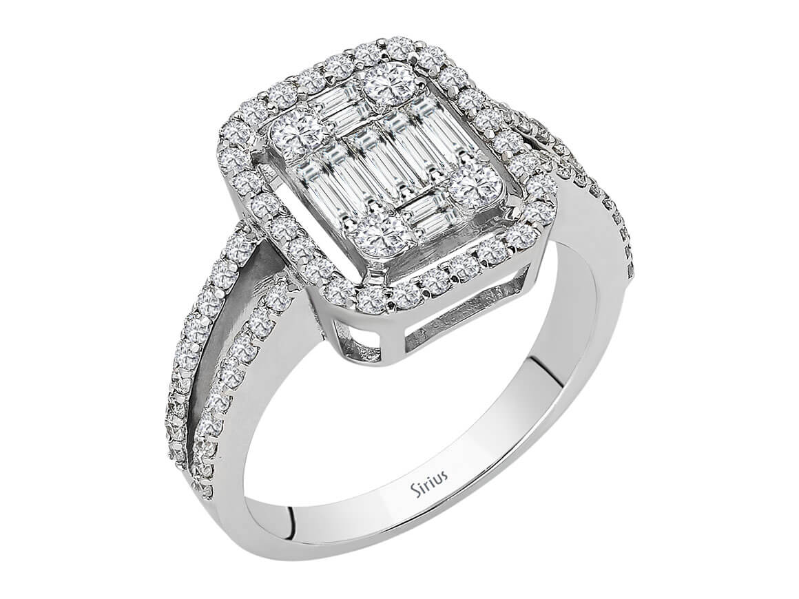 F Farbe 0,88 Carat Baguette Diamant Ring - handgefertigter Diamantschmuck aus Feingold | Sirius Diamant