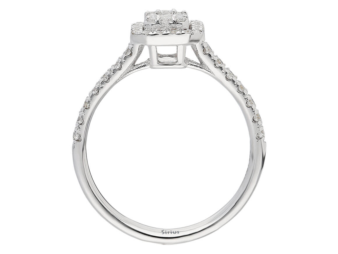 F Farbe 0,32 Carat Baguette Diamant Ring in 585er 14K Weißgold - handgefertigter Diamantschmuck aus Feingold | Sirius Diamant