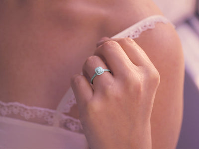 F color 0.32 carat baguette diamond ring in 14K white gold