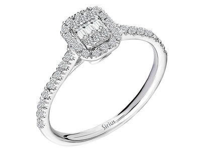 F color 0.32 carat baguette diamond ring in 14K white gold