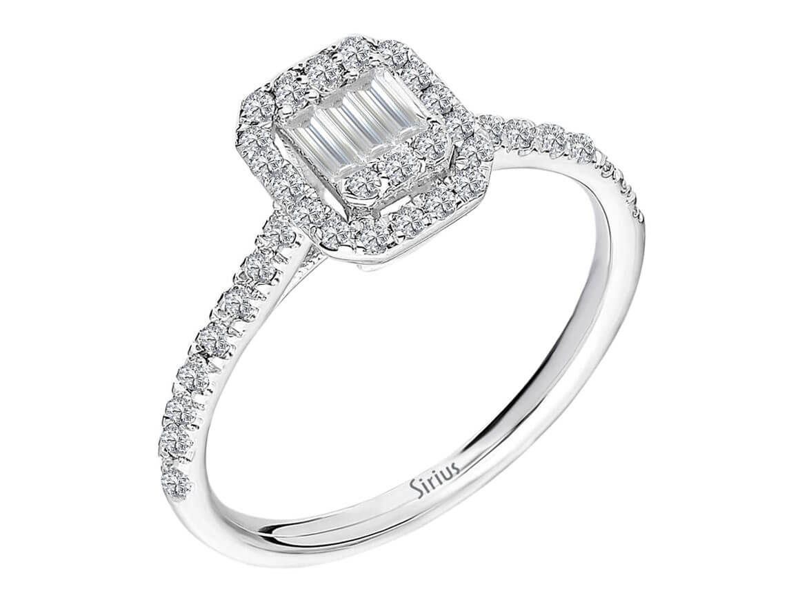 F Farbe 0,57 Carat Baguette Diamant Ring - handgefertigter Diamantschmuck aus Feingold | Sirius Diamant