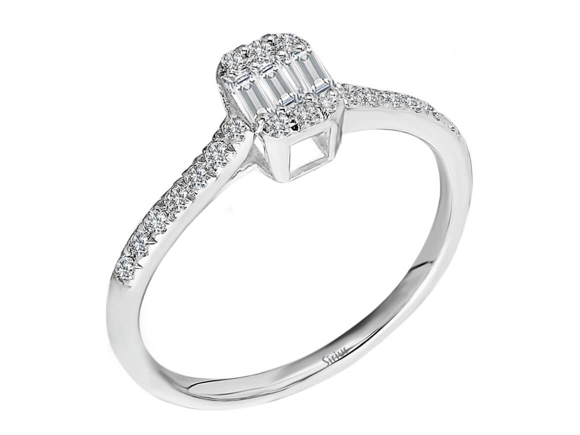 F Farbe 0,36 Carat Baguette Diamant Ring - handgefertigter Diamantschmuck aus Feingold | Sirius Diamant