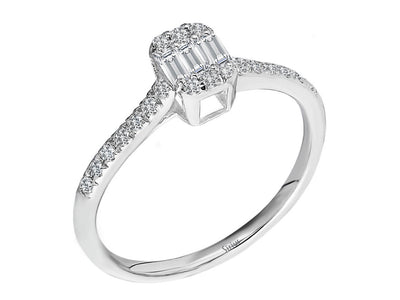 F Color 0.36 Carat Baguette Diamond Ring