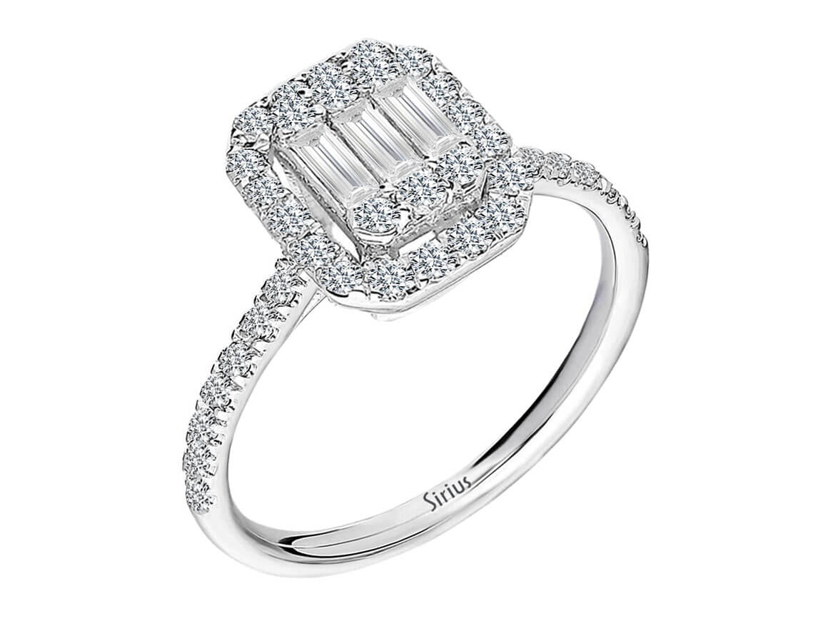 E Farbe 0,62 Carat Baguette Diamant Ring - handgefertigter Diamantschmuck aus Feingold | Sirius Diamant
