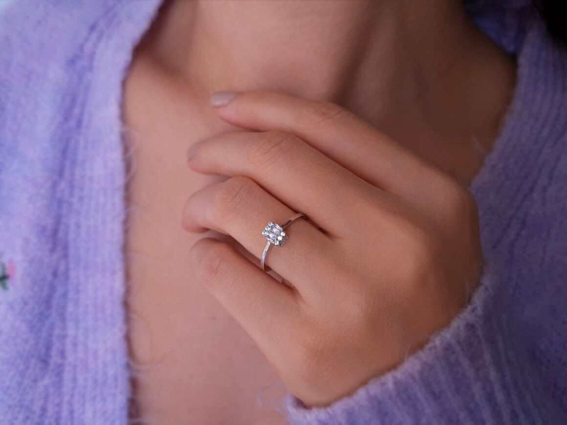 F Color 0.17 Carat Baguette Diamond Ring