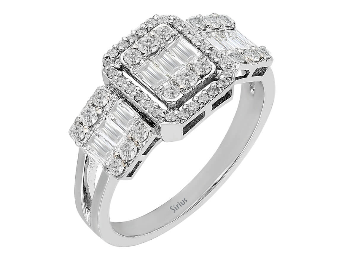 0,79 Carat Tria Baguette Diamant Ring - handgefertigter Diamantschmuck aus Feingold | Sirius Diamant