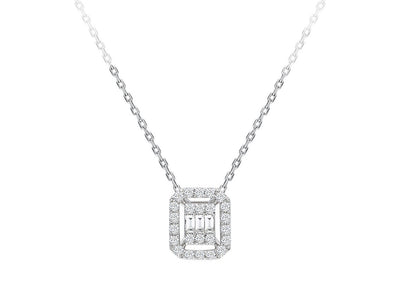 F color 0.15 carat baguette diamond necklace