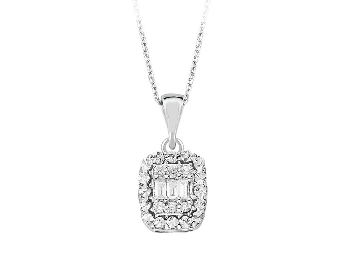 0,16 Carat Baguette Diamant Collier - handgefertigter Diamantschmuck aus Feingold | Sirius Diamant