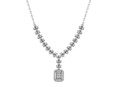 Baguette diamond light path necklace