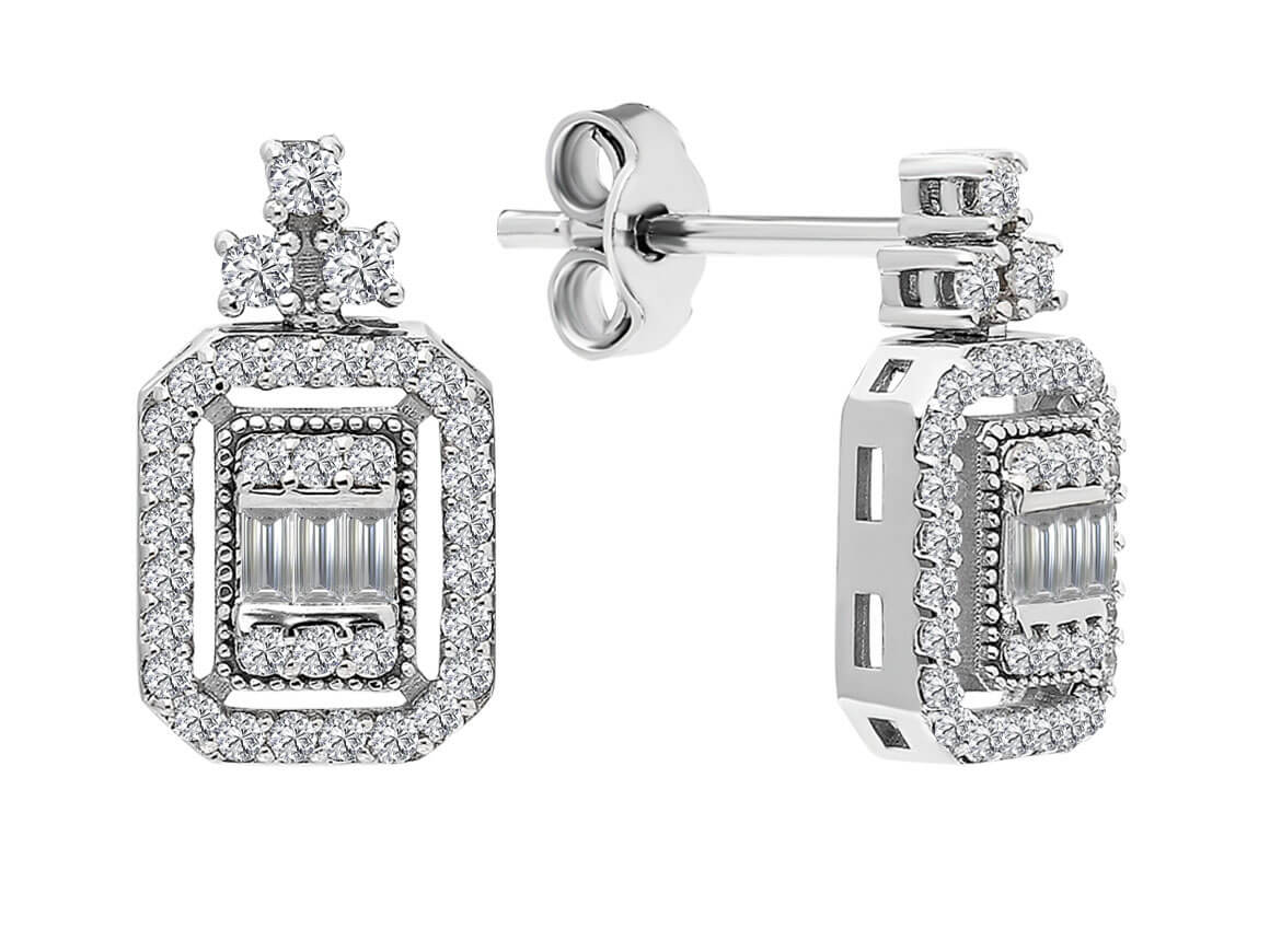 Baguette diamond light path earrings