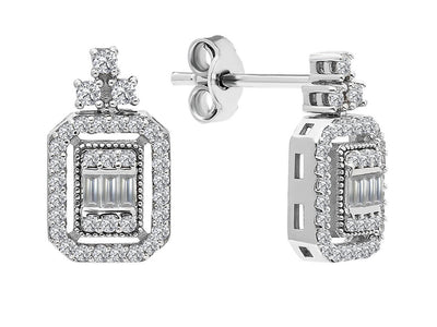 Baguette diamond light path earrings