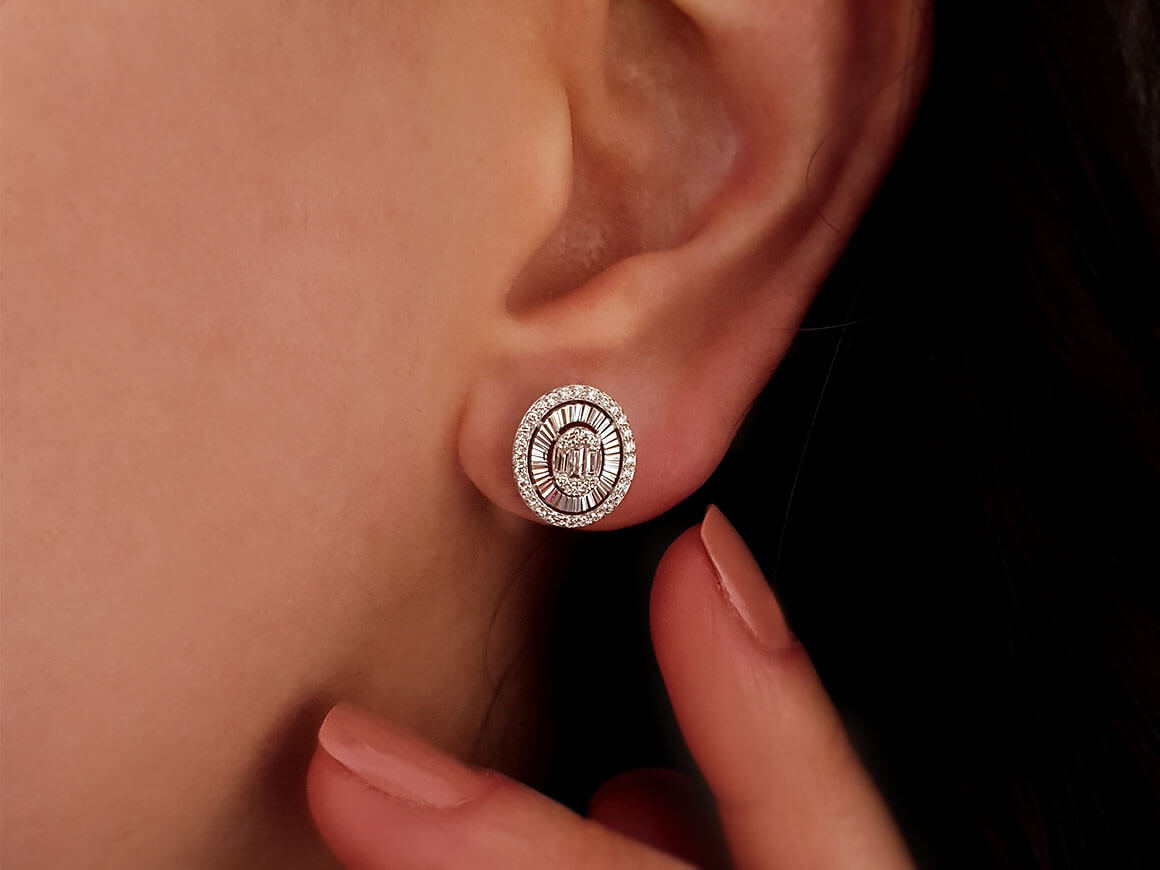 0,40 Carat Baguette Diamant Ohrringe - handgefertigter Diamantschmuck aus Feingold | Sirius Diamant