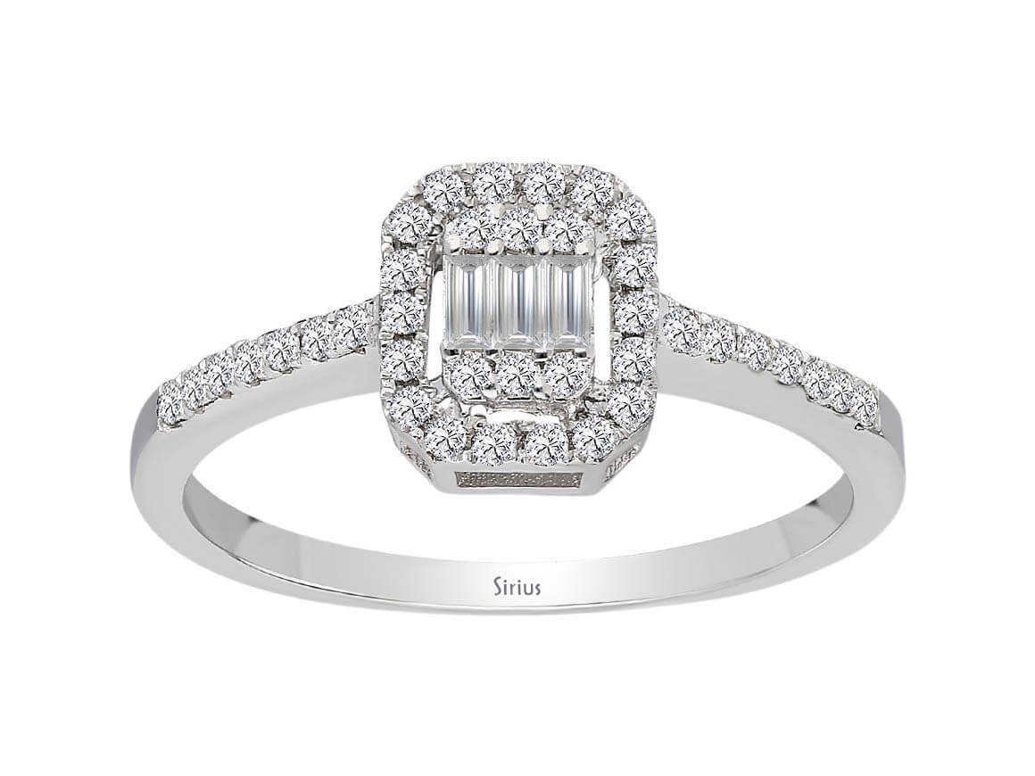 0,28 Karat Baguette Diamant Ring - handgefertigter Diamantschmuck aus Feingold | Sirius Diamant