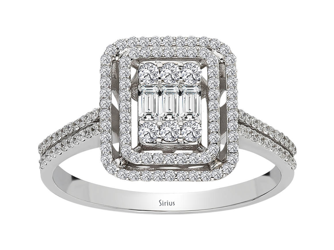 0,54 Karat Baguette Diamant Ring - handgefertigter Diamantschmuck aus Feingold | Sirius Diamant