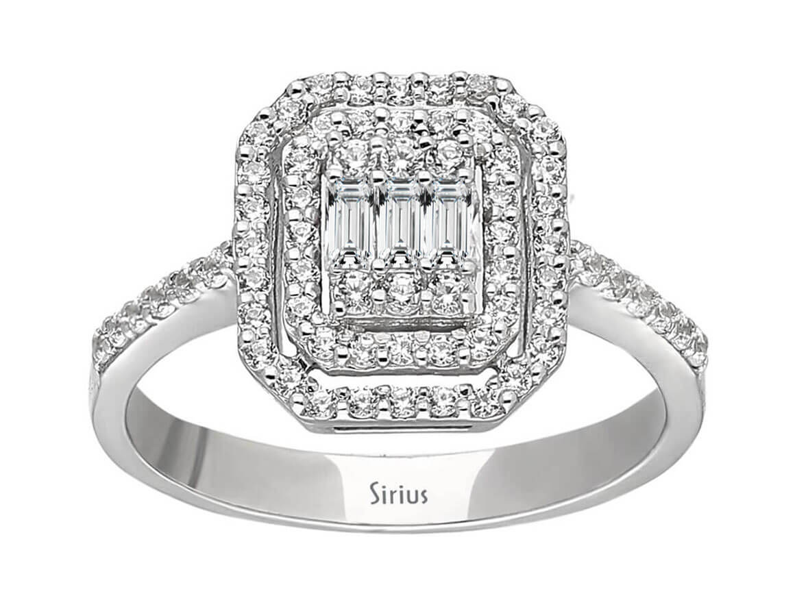 F Farbe 0,63 Carat Diamant Baguette Ring - handgefertigter Diamantschmuck aus Feingold | Sirius Diamant