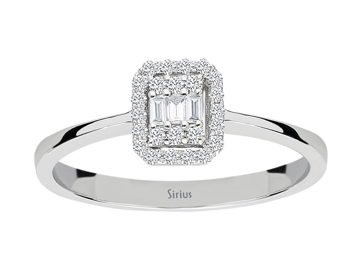 E Farbe 0,14 Carat Baguette Diamant Ring - handgefertigter Diamantschmuck aus Feingold | Sirius Diamant