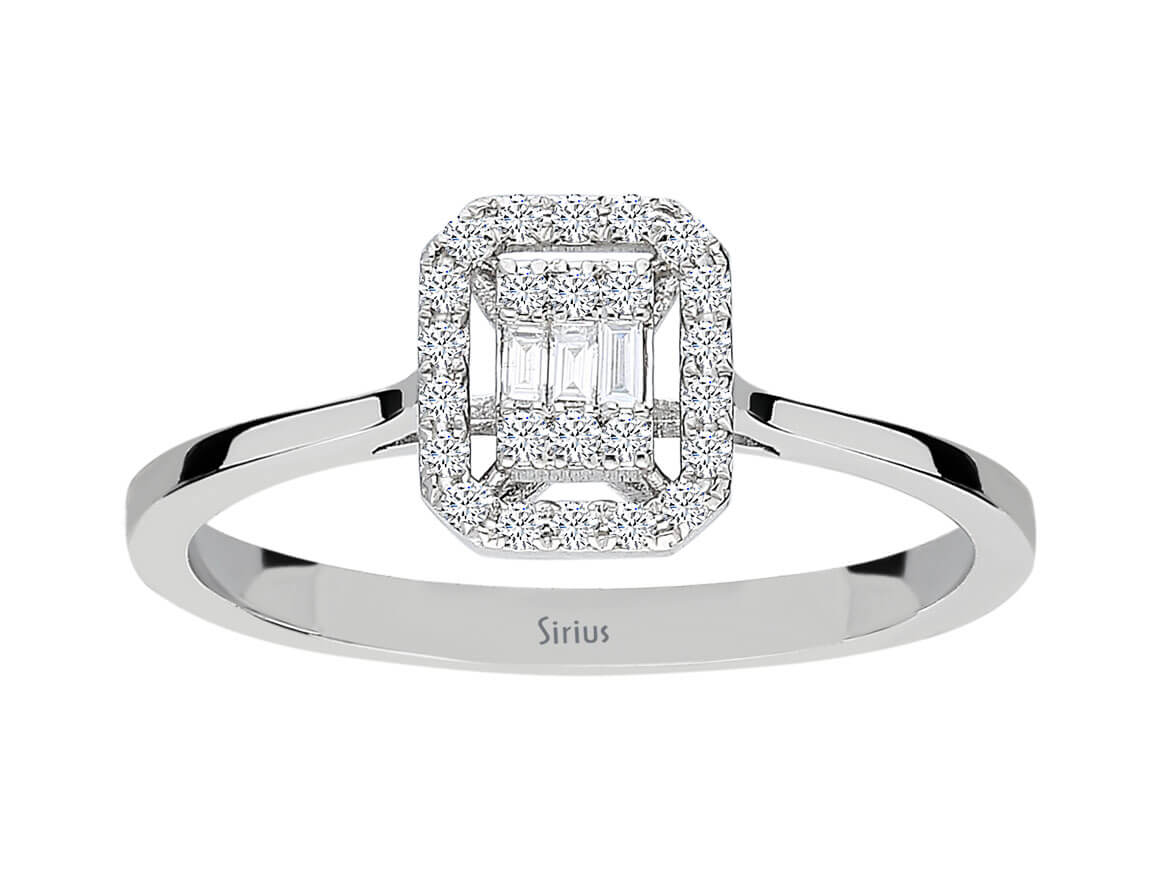 F Farbe 0,16 Carat Baguette Diamant Ring – handgefertigter Diamantschmuck aus Feingold | Sirius Diamant