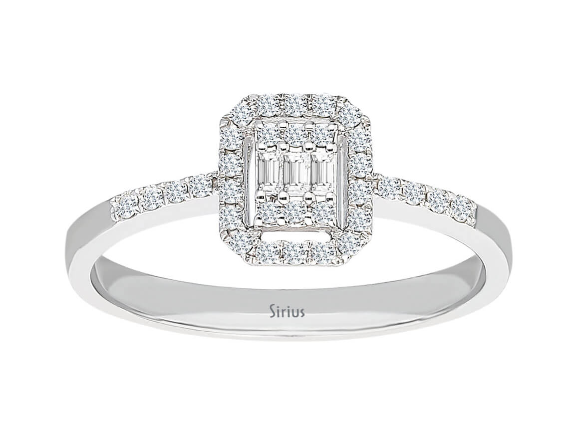 F Farbe 0,20 Carat Baguette Diamant Ring - handgefertigter Diamantschmuck aus Feingold | Sirius Diamant