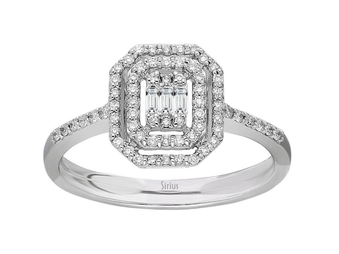E Farbe 0,24 Carat Baguette Diamant Ring – handgefertigter Diamantschmuck aus Feingold | Sirius Diamant