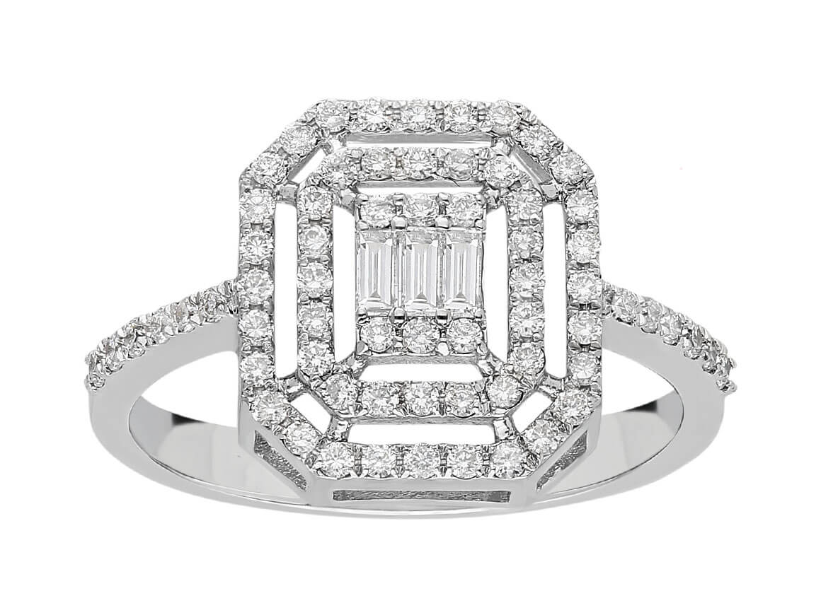 F Farbe 0,43 Carat Baguette Diamant Ring - handgefertigter Diamantschmuck aus Feingold | Sirius Diamant