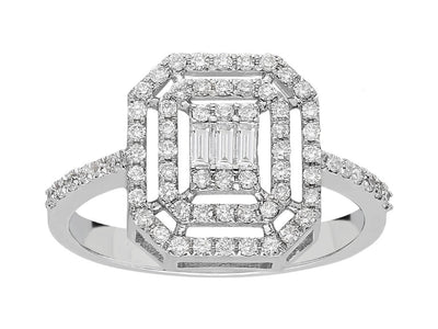 F Color 0.43 Carat Baguette Diamond Ring