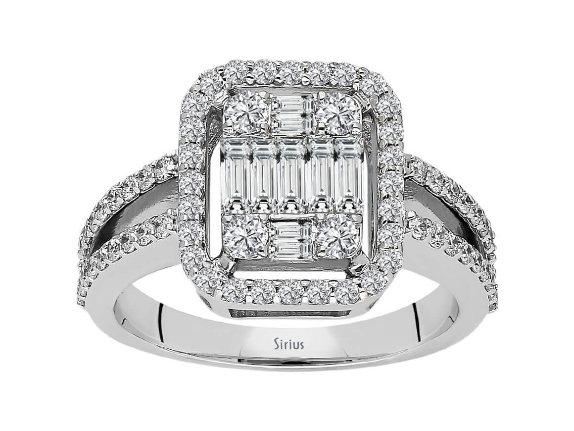 F Farbe 0,88 Carat Baguette Diamant Ring - handgefertigter Diamantschmuck aus Feingold | Sirius Diamant