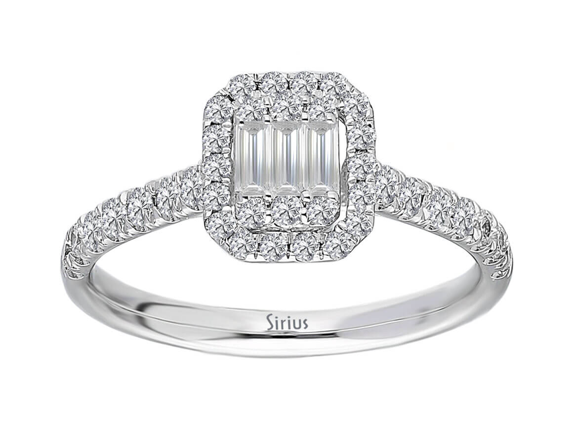 F Farbe 0,57 Carat Baguette Diamant Ring - handgefertigter Diamantschmuck aus Feingold | Sirius Diamant
