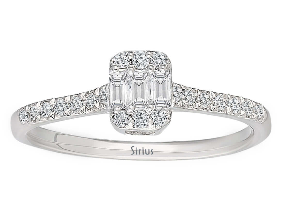 F Farbe 0,36 Carat Baguette Diamant Ring - handgefertigter Diamantschmuck aus Feingold | Sirius Diamant