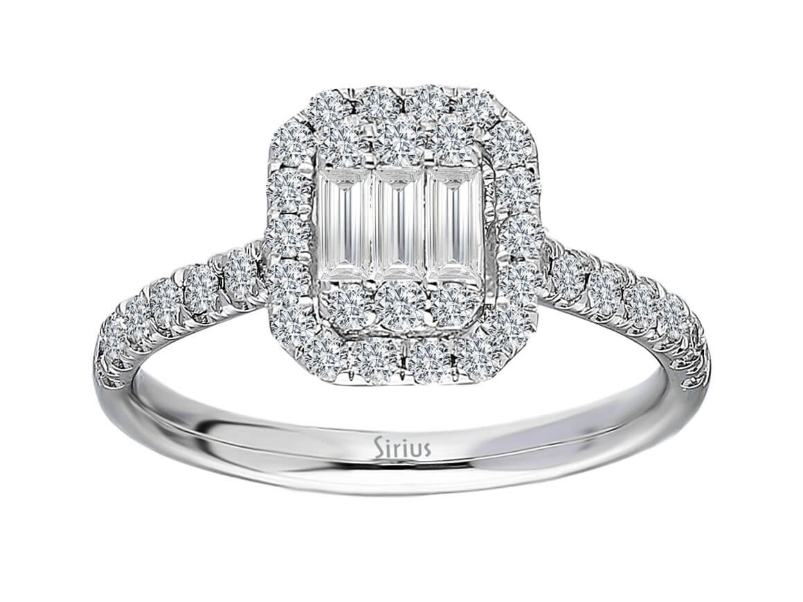 E Farbe 0,62 Carat Baguette Diamant Ring - handgefertigter Diamantschmuck aus Feingold | Sirius Diamant