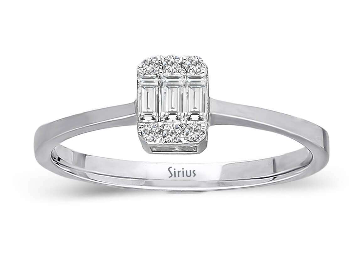 F Farbe 0,17 Carat Baguette Diamant Ring - handgefertigter Diamantschmuck aus Feingold | Sirius Diamant