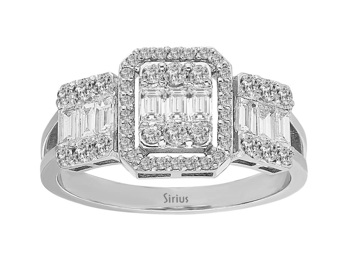 0,79 Carat Tria Baguette Diamant Ring - handgefertigter Diamantschmuck aus Feingold | Sirius Diamant