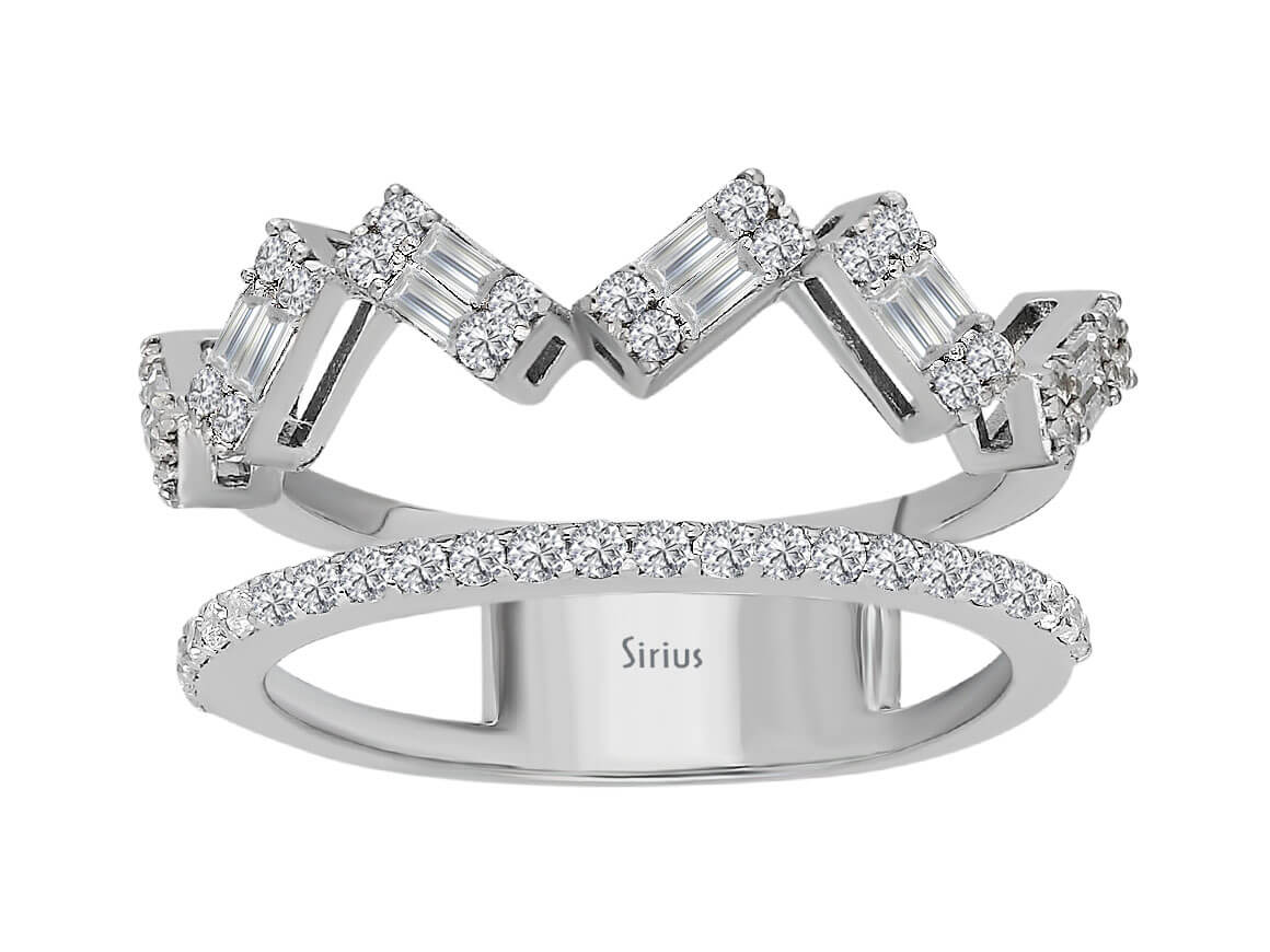 0,50 Carat Baguette halbrund Allianz - handgefertigter Diamantschmuck aus Feingold | Sirius Diamant