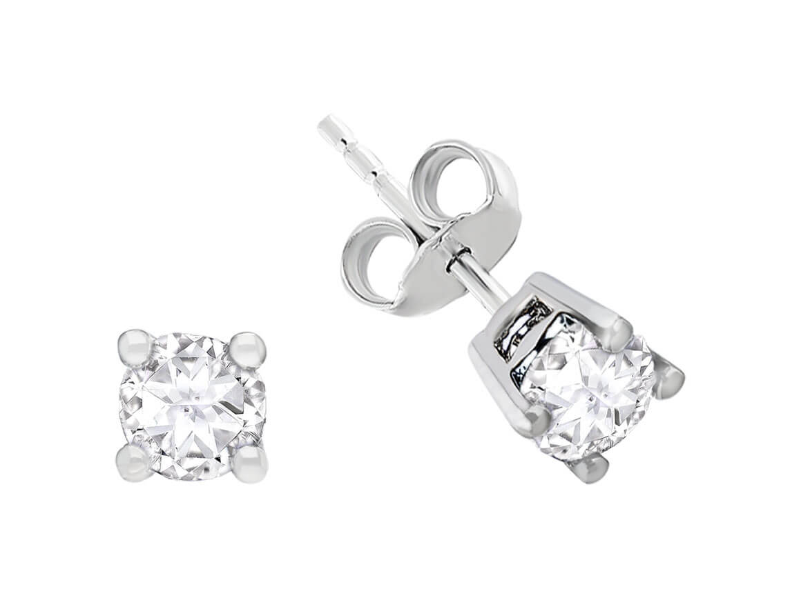 0,66 Carat weißer Topas Solitär Ohrringe - handgefertigter Diamantschmuck aus Feingold | Sirius Diamant