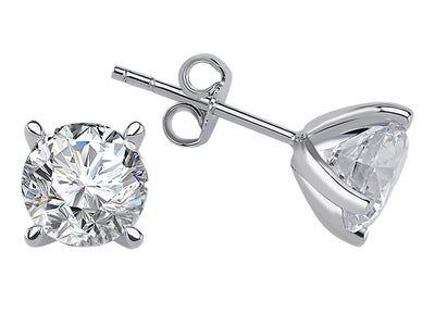 Large solitaire earrings with white topaz