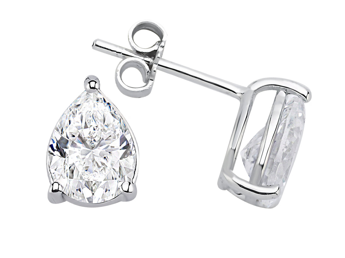 Gemma-Ohrringe mit weißen Topasen - handgefertigter Diamantschmuck aus Feingold | Sirius Diamant